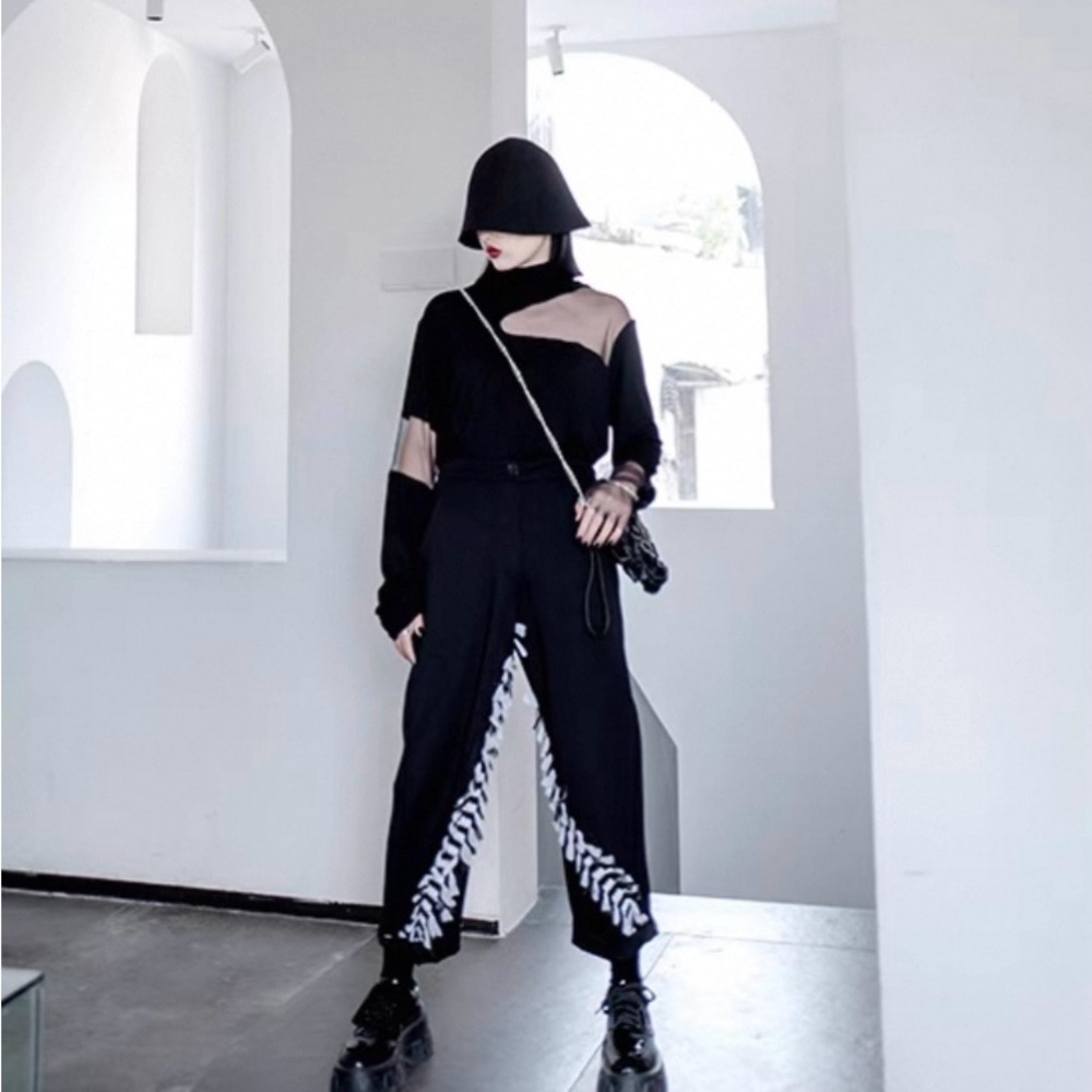 unique see-through design black shirt